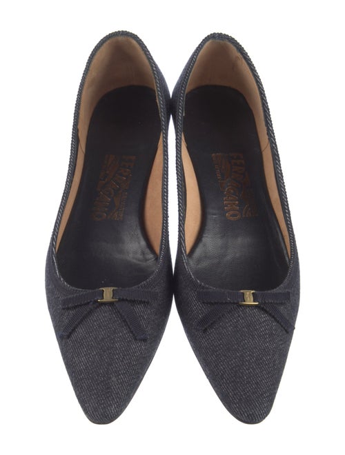 Salvatore Ferragamo Denim Bow Accents Ballet Flats