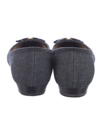 Salvatore Ferragamo Denim Bow Accents Ballet Flats