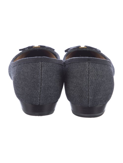 Salvatore Ferragamo Denim Bow Accents Ballet Flats