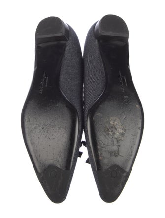 Salvatore Ferragamo Denim Bow Accents Ballet Flats