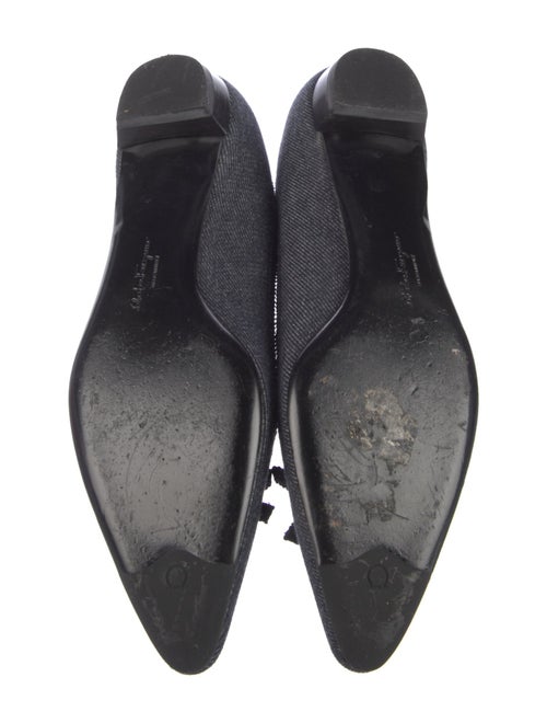 Salvatore Ferragamo Denim Bow Accents Ballet Flats