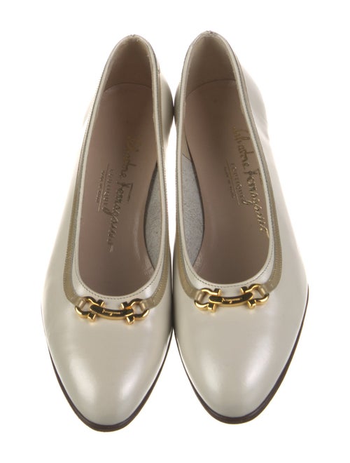 Salvatore Ferragamo Leather Bow Accents Flats