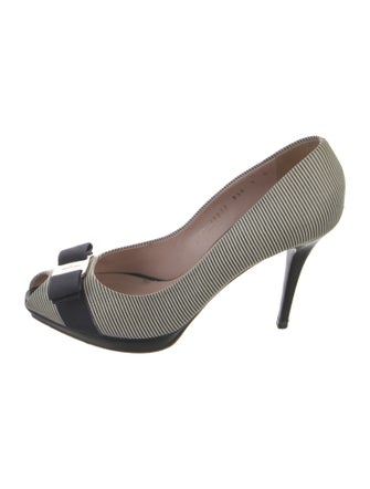 Salvatore Ferragamo Leather Striped Pumps