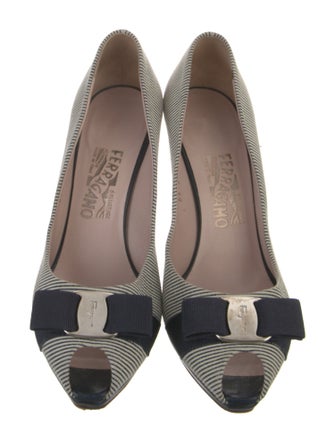 Salvatore Ferragamo Leather Striped Pumps