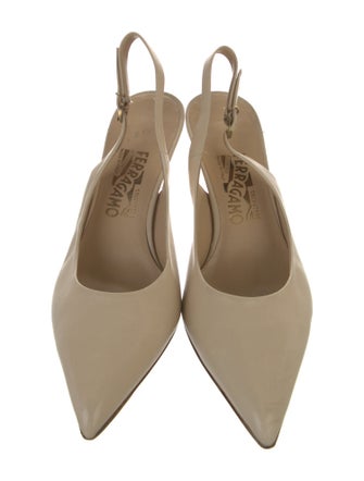 Salvatore Ferragamo Gancini Logo Leather Slingback Pumps