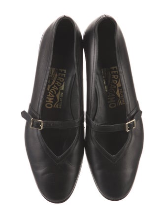 Salvatore Ferragamo Gancini Logo Leather Mary Jane Flats