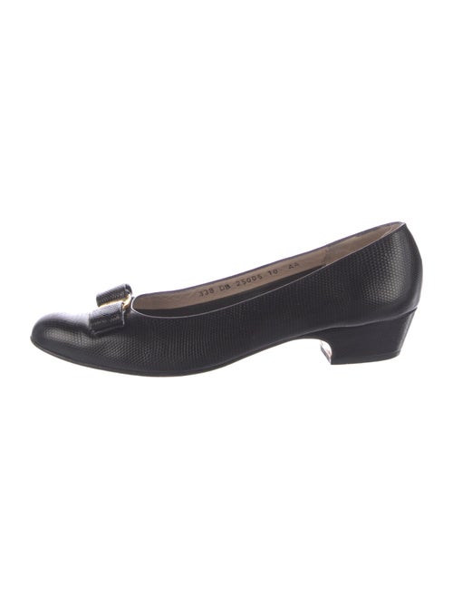 Salvatore Ferragamo Vara Bow Accent Embossed Leather Pumps