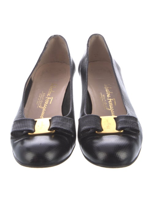 Salvatore Ferragamo Vara Bow Accent Embossed Leather Pumps