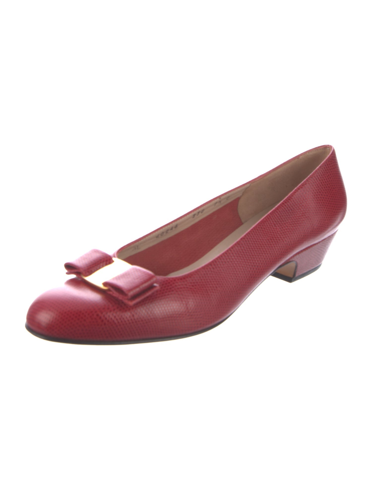 Salvatore Ferragamo Vara Bow Accent Lizard Pumps