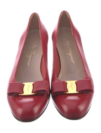 Salvatore Ferragamo Vara Bow Accent Lizard Pumps