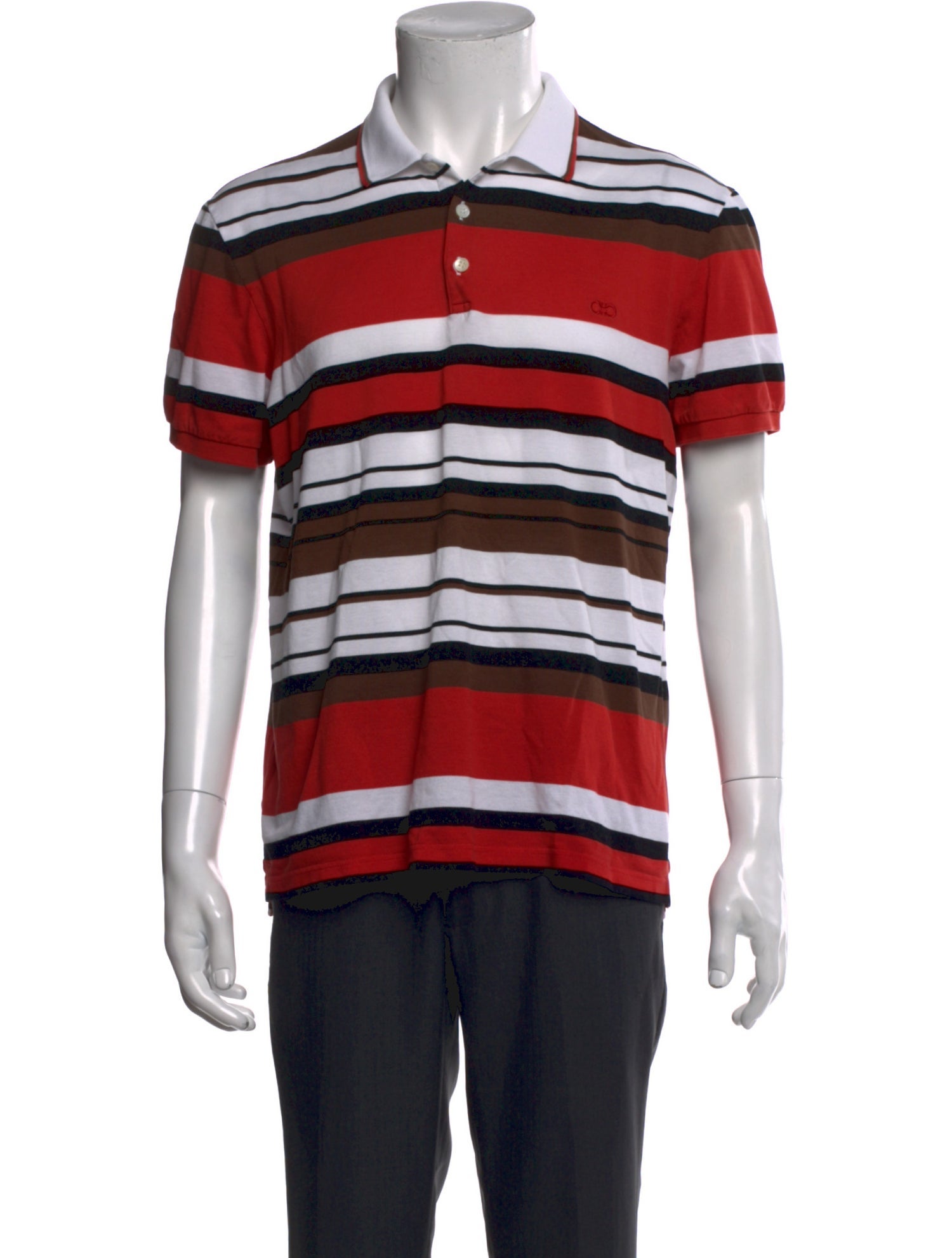 Salvatore Ferragamo Striped Collar Polo Shirt