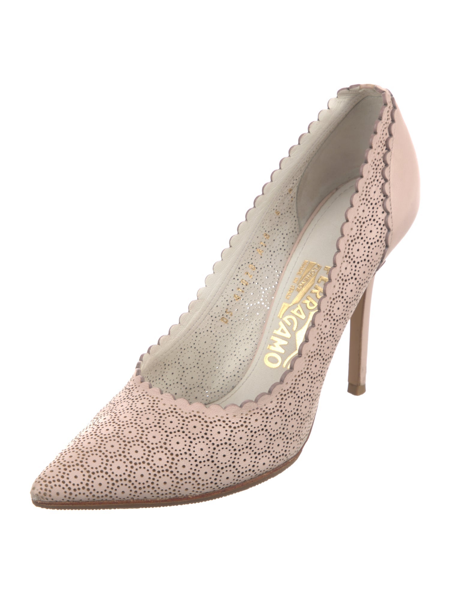 Salvatore Ferragamo Leather Scalloped Accent Pumps