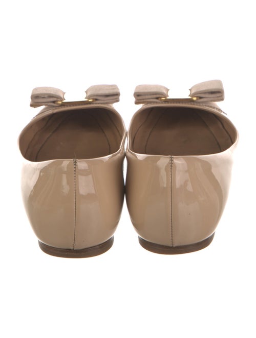 Salvatore Ferragamo Patent Leather Bow Accents Ballet Flats