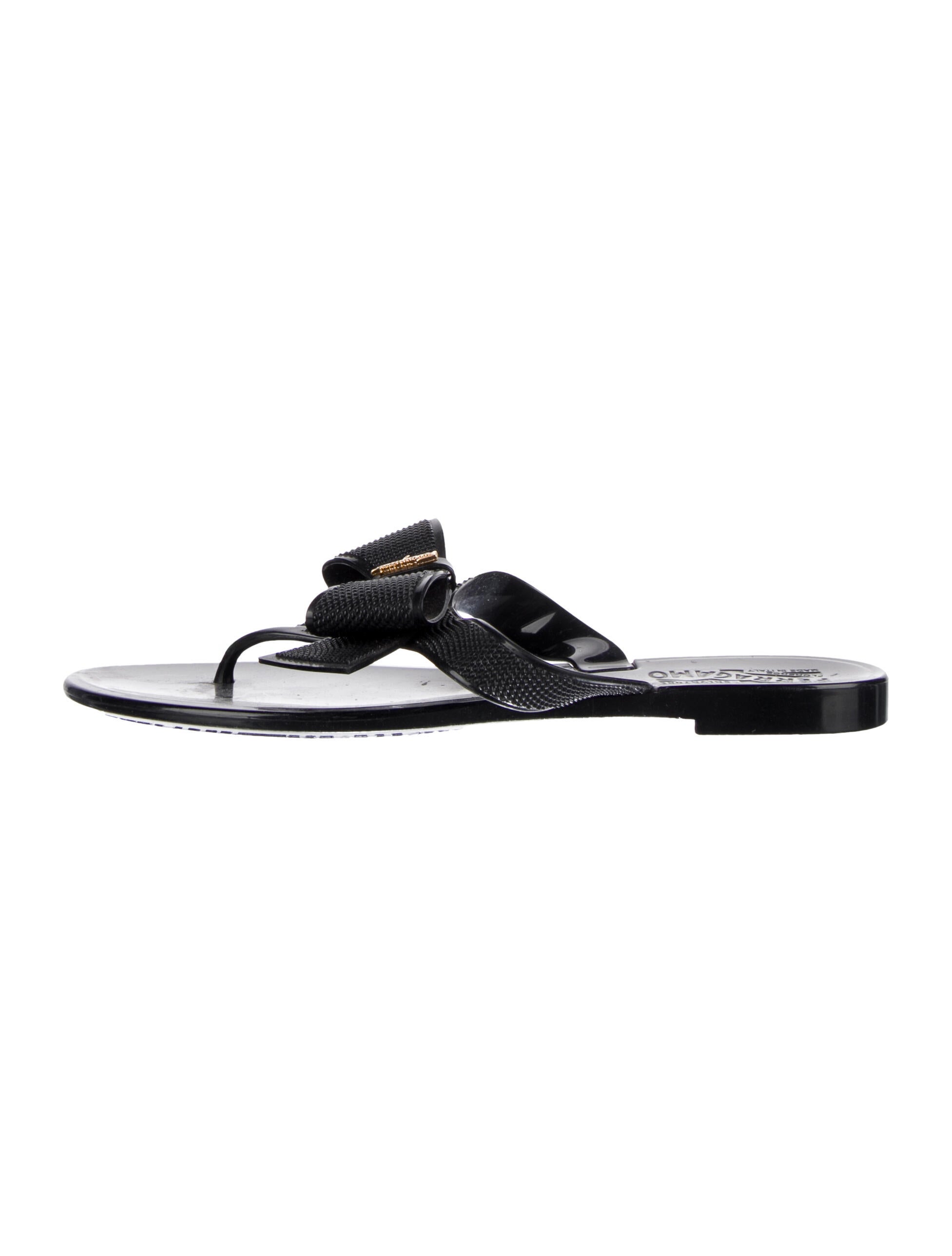 Salvatore Ferragamo Rubber Bow Accents Slides