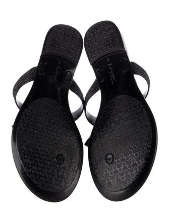 Salvatore Ferragamo Rubber Bow Accents Slides