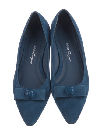 Salvatore Ferragamo Vara Bow Accent Suede Flats