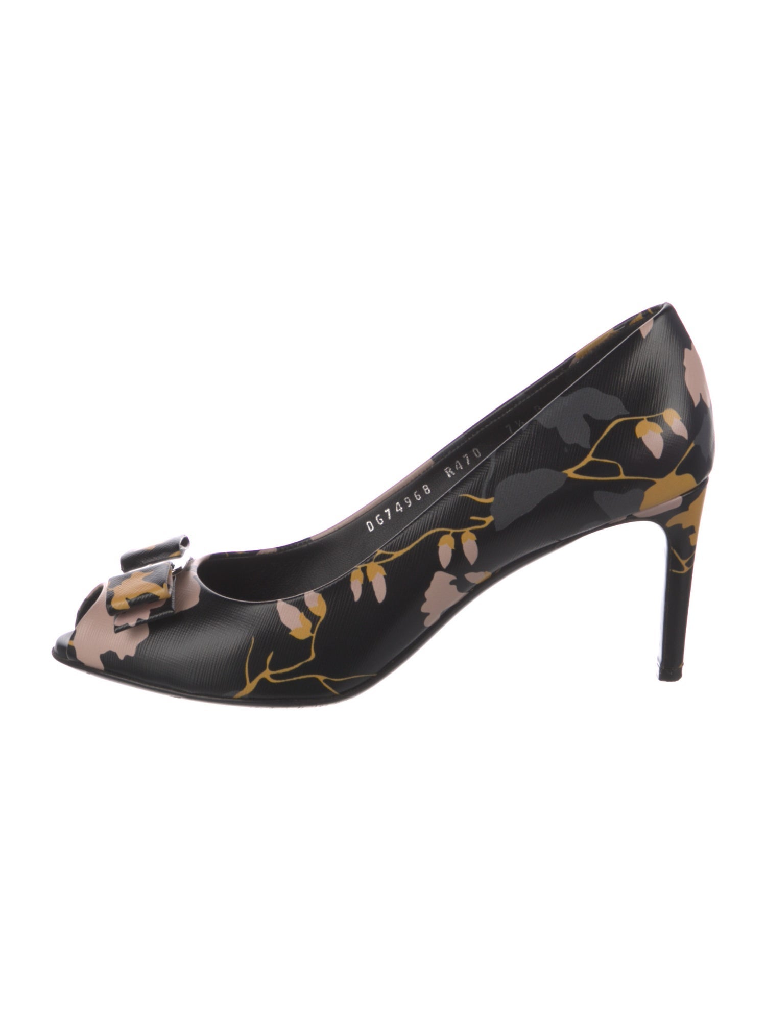 Salvatore Ferragamo Leather Floral Print Pumps