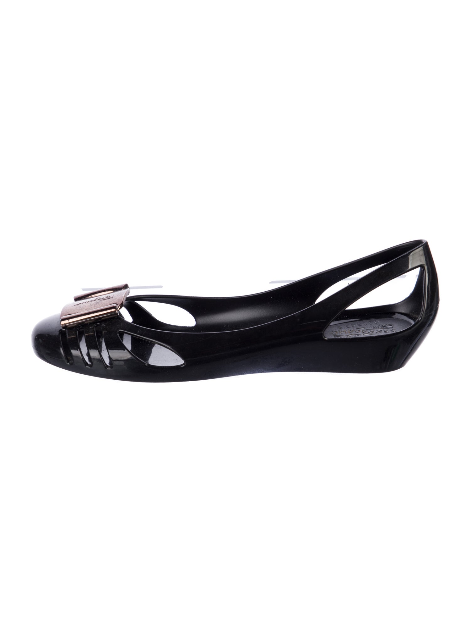 Salvatore Ferragamo Rubber Cutout Accent Ballet Flats