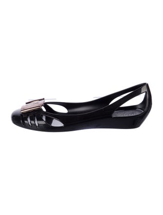 Salvatore Ferragamo Rubber Cutout Accent Ballet Flats