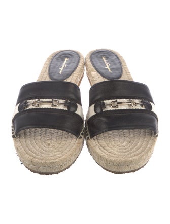 Salvatore Ferragamo Gancini Logo Leather Espadrilles