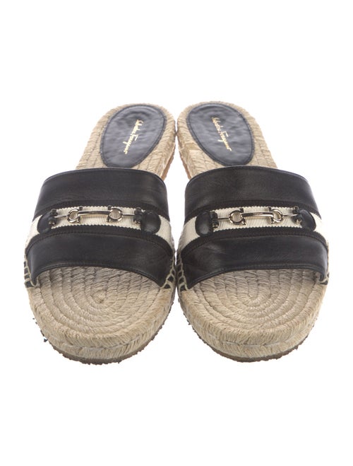 Salvatore Ferragamo Gancini Logo Leather Espadrilles