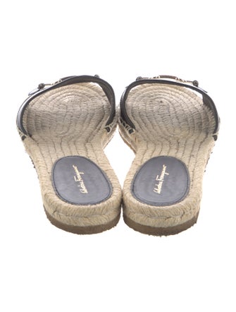 Salvatore Ferragamo Gancini Logo Leather Espadrilles
