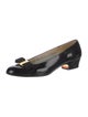 Salvatore Ferragamo Patent Leather Bow Accents Flats