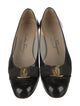 Salvatore Ferragamo Patent Leather Bow Accents Flats