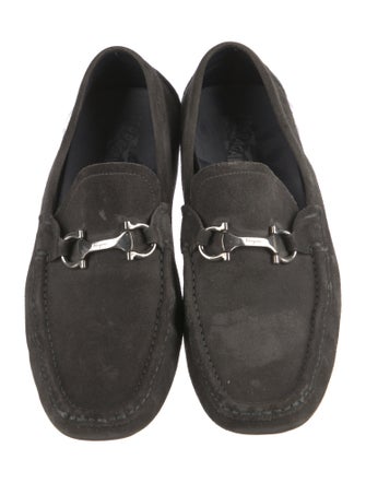 Salvatore Ferragamo Suede Chain-Link Accents Moccasins