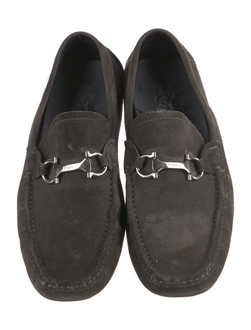 Salvatore Ferragamo Suede Chain-Link Accents Moccasins