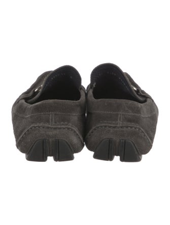 Salvatore Ferragamo Suede Chain-Link Accents Moccasins