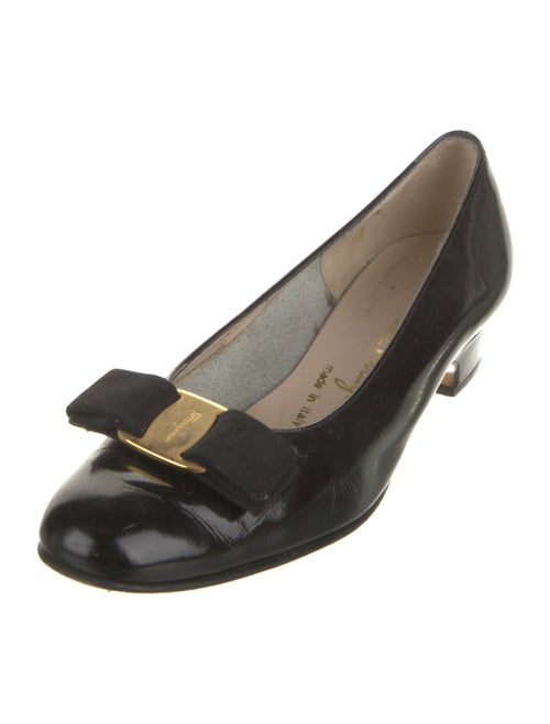 Salvatore Ferragamo Patent Leather Bow Accents Pumps