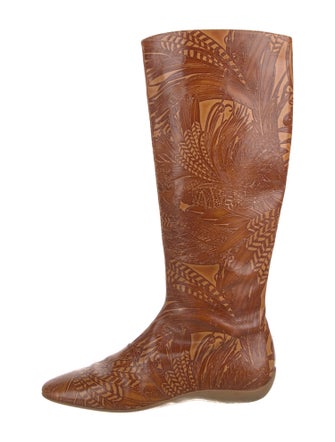 Salvatore Ferragamo Leather Graphic Print Riding Boots