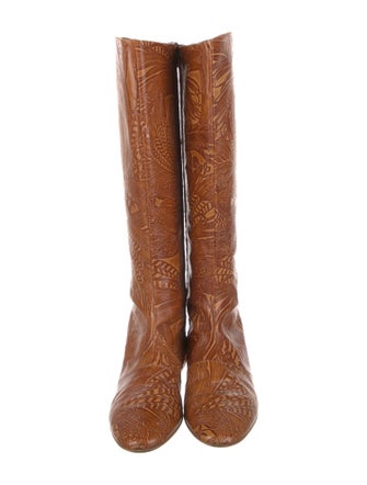 Salvatore Ferragamo Leather Graphic Print Riding Boots