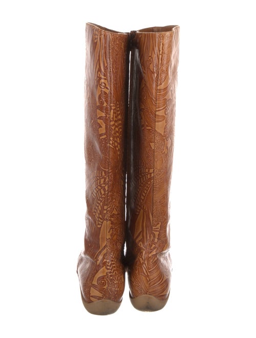 Salvatore Ferragamo Leather Graphic Print Riding Boots