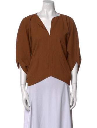 Salvatore Ferragamo V-Neck Three-Quarter Sleeve Blouse