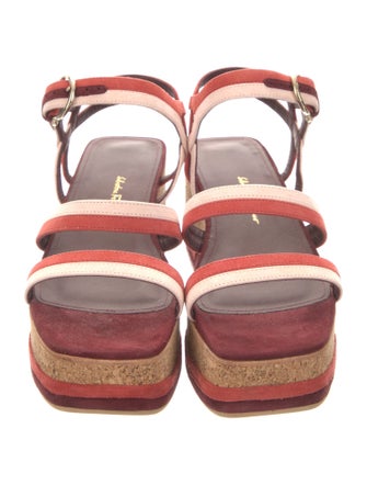 Salvatore Ferragamo Suede Colorblock Pattern Espadrilles