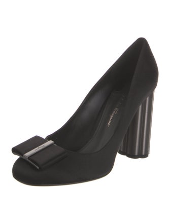 Salvatore Ferragamo Satin Bow Accents Pumps