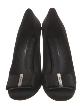 Salvatore Ferragamo Satin Bow Accents Pumps