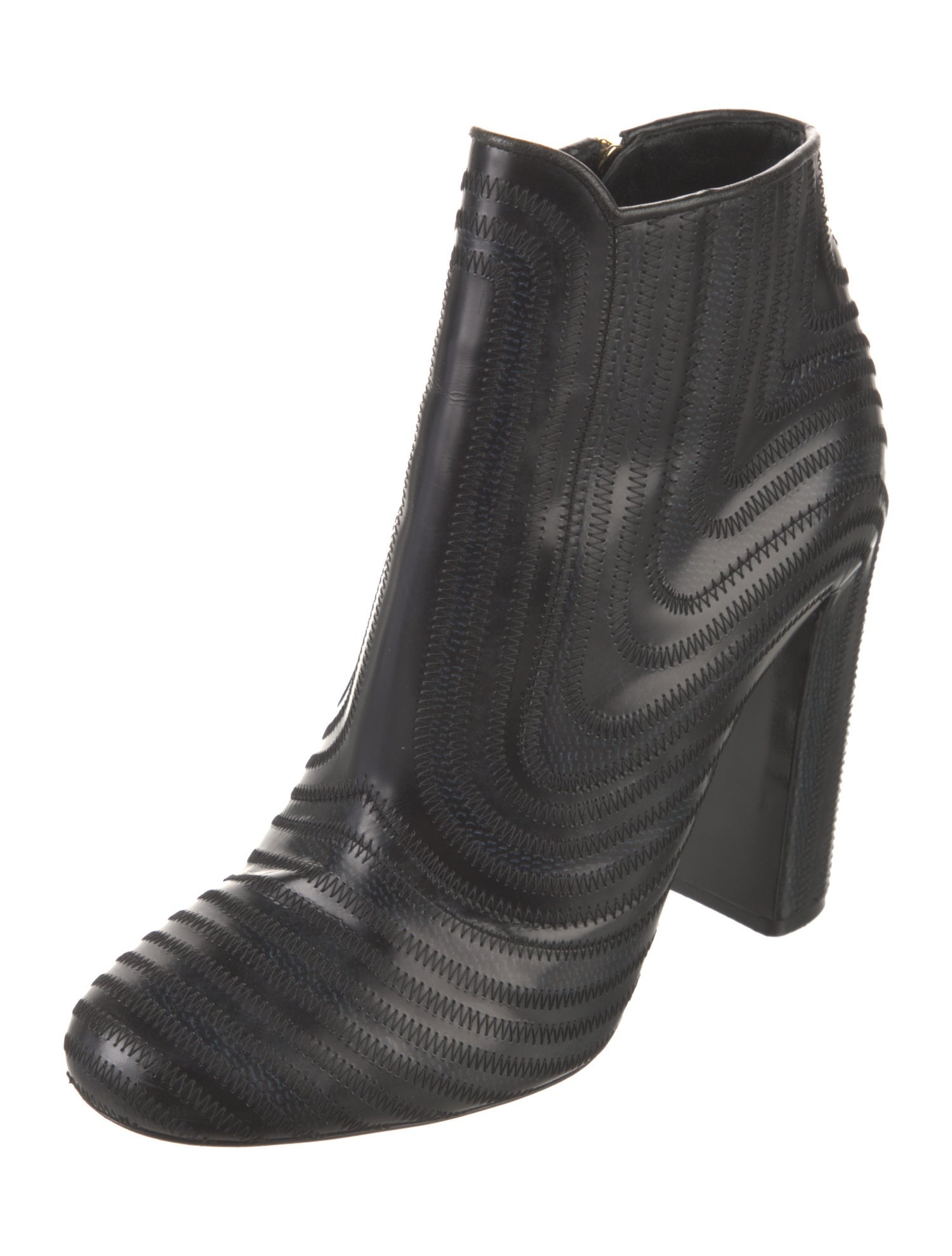 Salvatore Ferragamo Leather Embroidered Accent Chelsea Boots