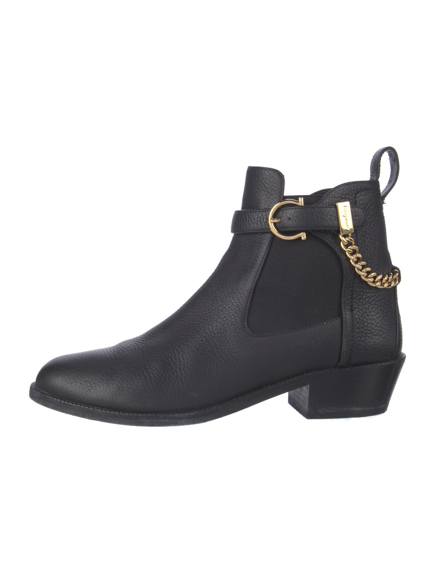 Salvatore Ferragamo Gancini Logo Leather Chelsea Boots