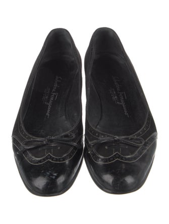 Salvatore Ferragamo Suede Bow Accents Flats