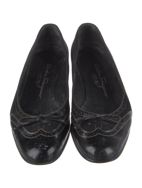 Salvatore Ferragamo Suede Bow Accents Flats