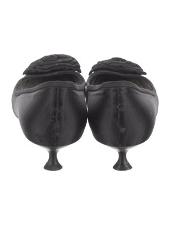 Salvatore Ferragamo Satin Grosgrain Trim Flats