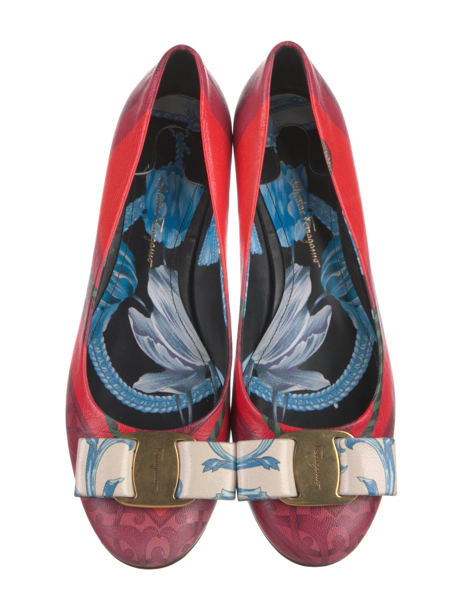 Salvatore Ferragamo Vara Bow Accent Leather Ballet Flats