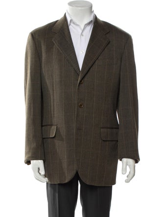 Salvatore Ferragamo Virgin Wool Plaid Print Blazer