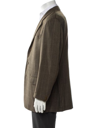 Salvatore Ferragamo Virgin Wool Plaid Print Blazer