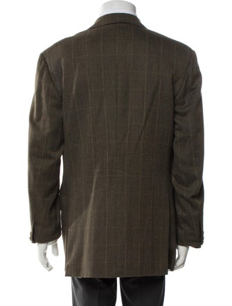 Salvatore Ferragamo Virgin Wool Plaid Print Blazer