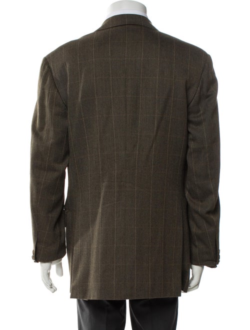 Salvatore Ferragamo Virgin Wool Plaid Print Blazer