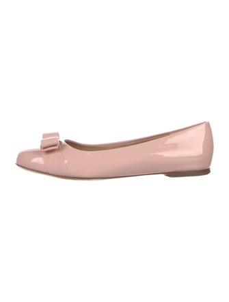 Salvatore Ferragamo Vara Bow Accent Patent Leather Ballet Flats